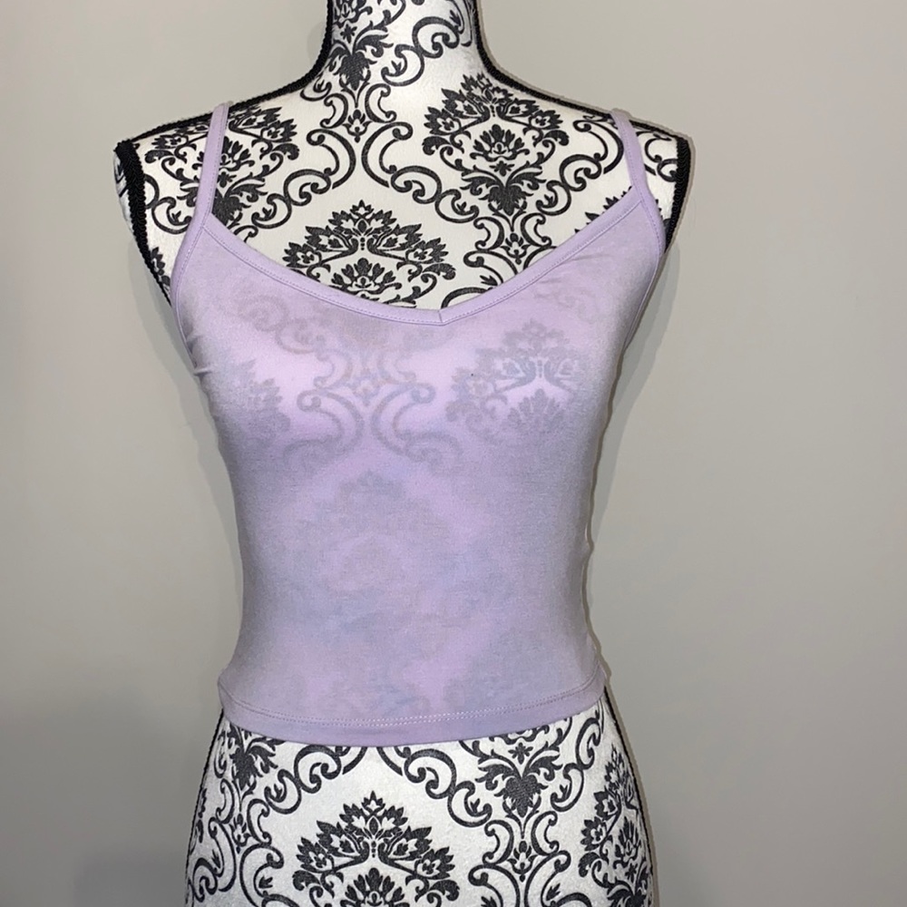 Lavender crop spaghetti strap Tank